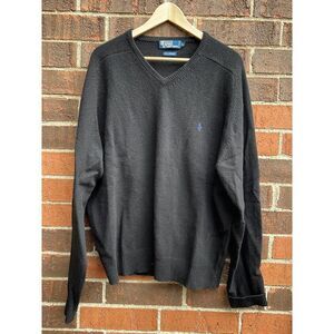 Polo Ralph Lauren sweater mens XL V-Neck Pullover Long sleeve 100% Lambswool
